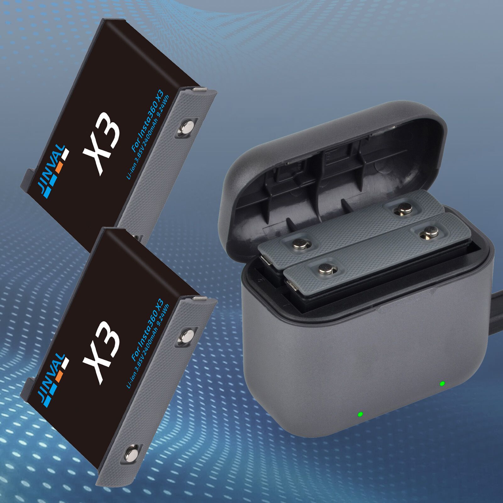 Action Camera Battery Charger Dual Pack - Batteries de remplacement 360 X3, pack