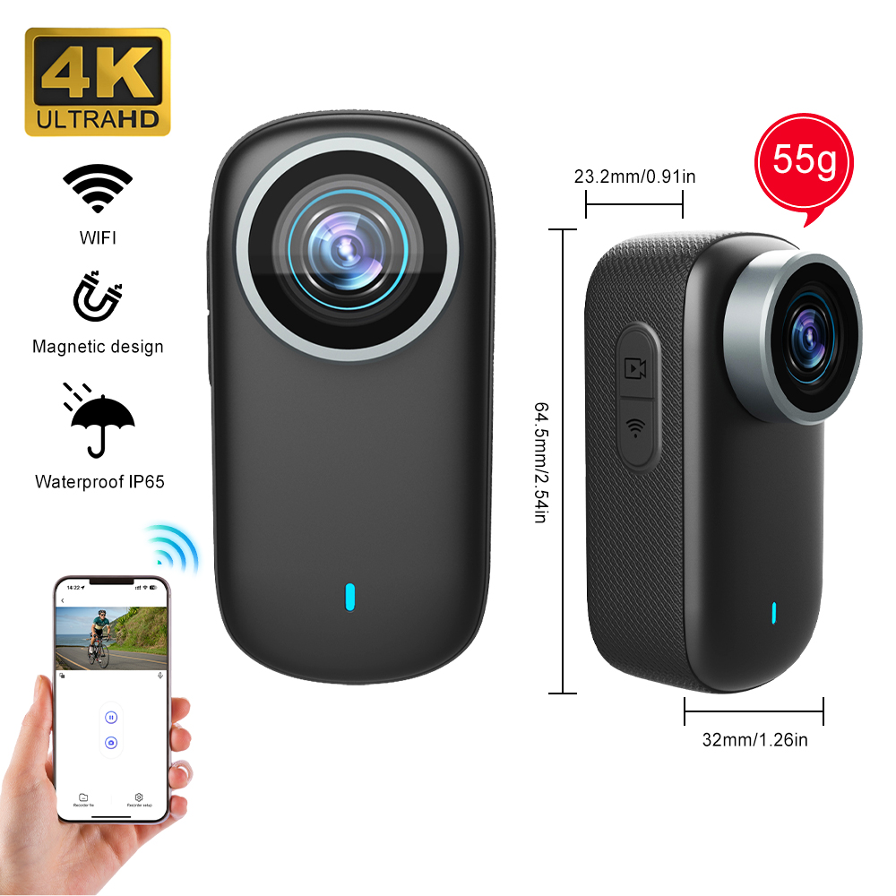 Action Camera Waterproof 30M Without Case - WiFi 4K Mini caméra à pouce