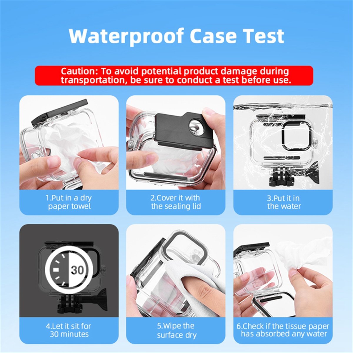 Action Camera Diving Case Underwater 60M - Boîtier étanche M05K 60M pour GoPro