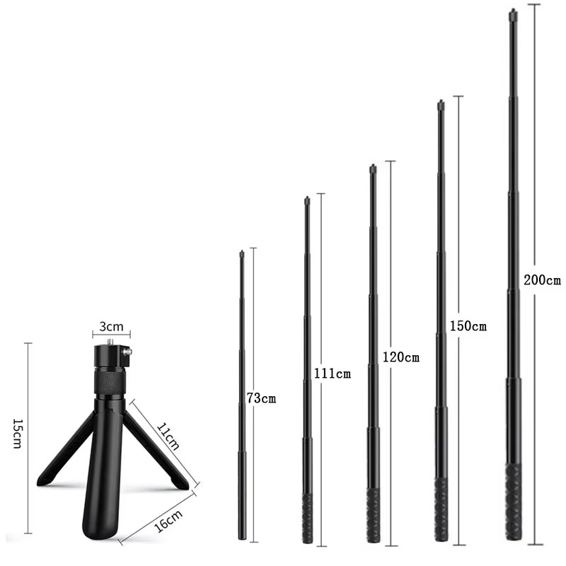 Action Camera Selfie Stick Invisible - Perche à selfie invisible extensible, monopode