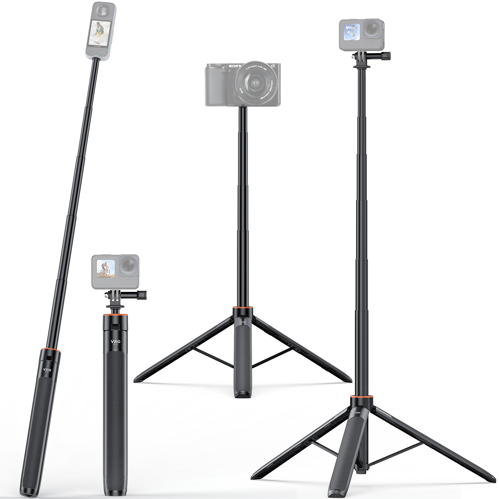 Action Camera Selfie Stick Invisible - VRIG TP21 : trépied perche à