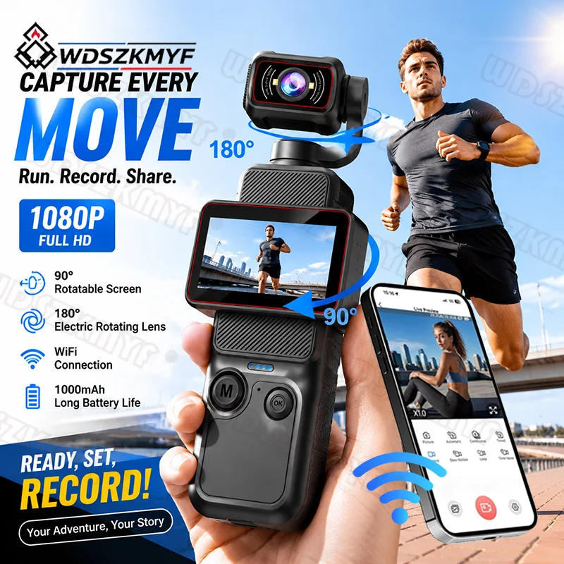 Action Camera Optical Image Stabilization - Caméra Wifi 1080P Numérique 90 °