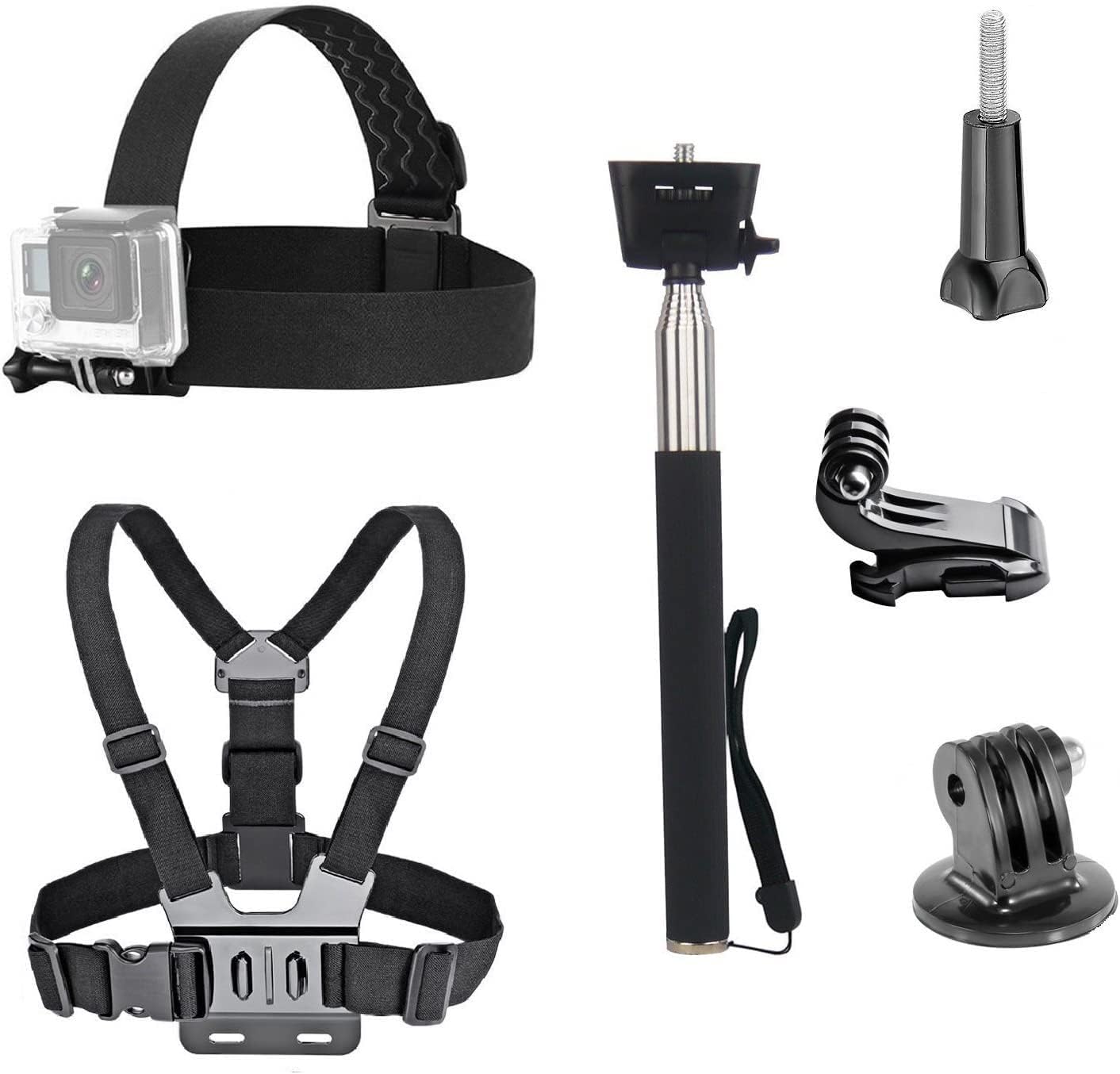 Action Camera Chest Strap Harness Mount - Kit d'accessoires : Support de tête/Harnais