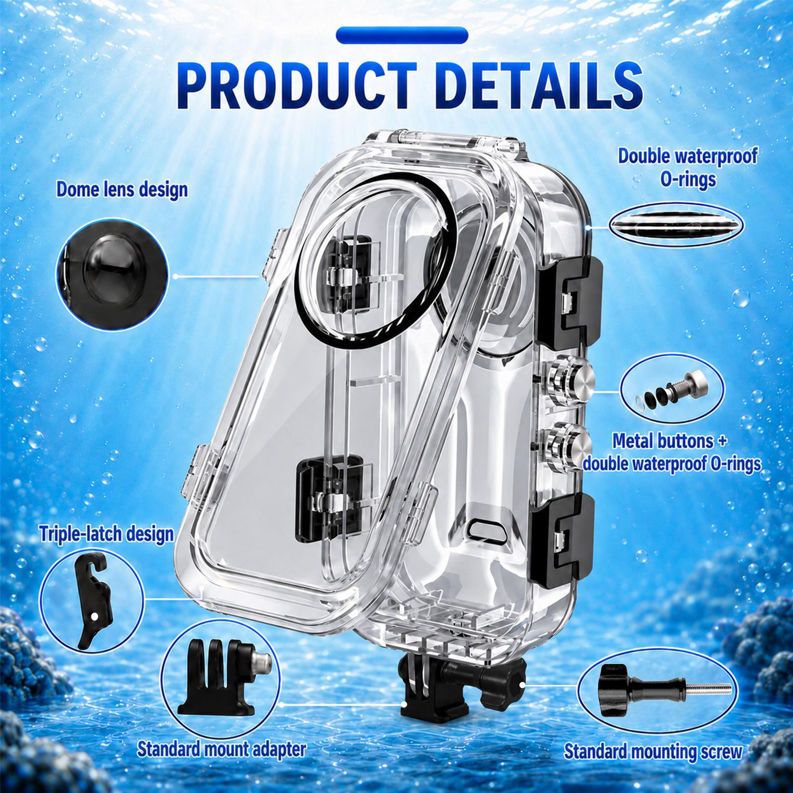 PULUZ Boîtier de plongée sous- - Action Camera Diving Case Underwater 60M avis et prix
