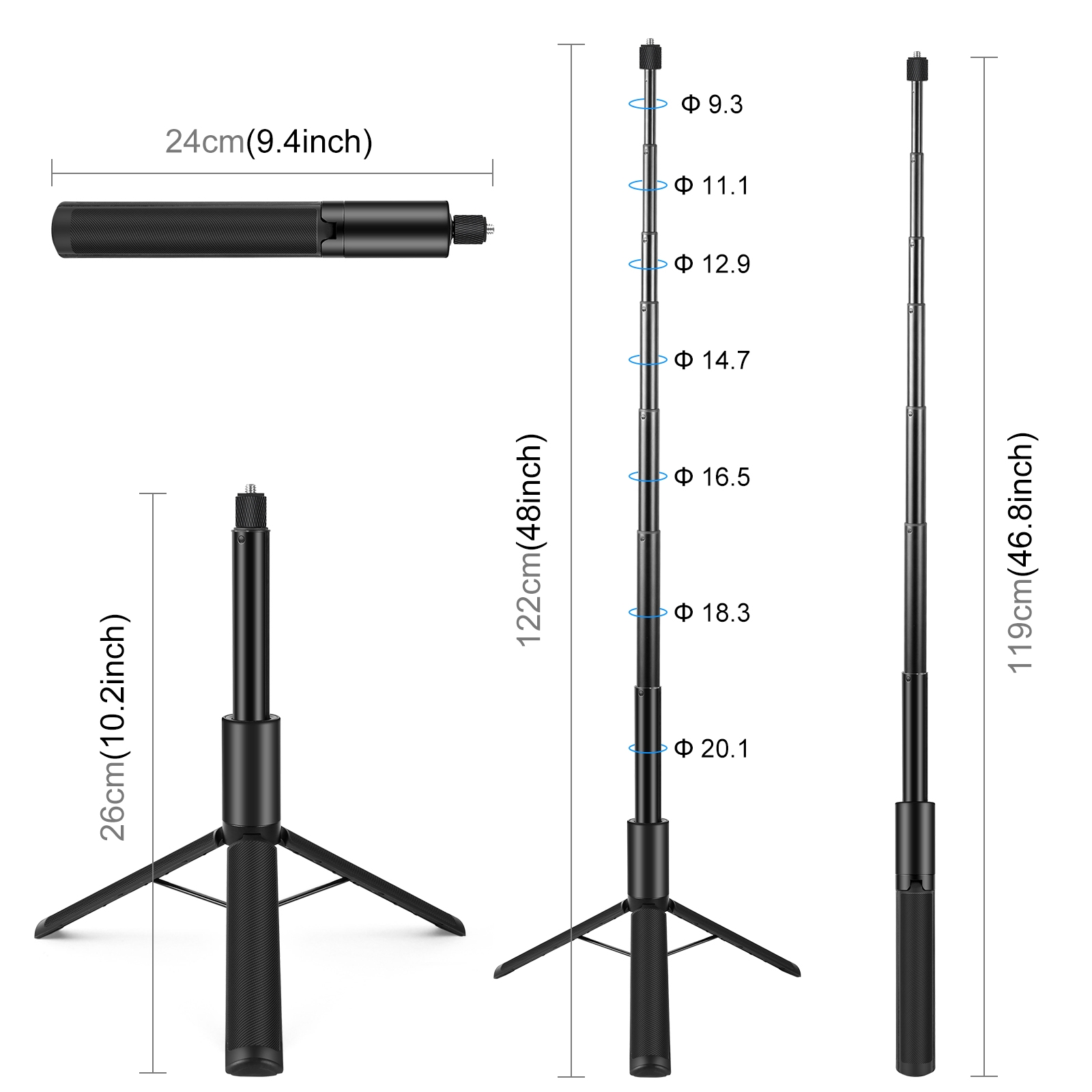 PULUZ – trépied de perche à Se - Action Camera Selfie Stick Invisible avis et prix