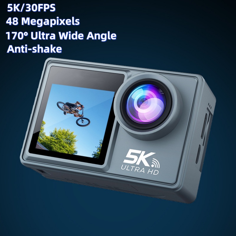 Caméra d'action 5K, 5K/30FPS,  - Action Camera 4K 60Fps Dual Screen avis et prix