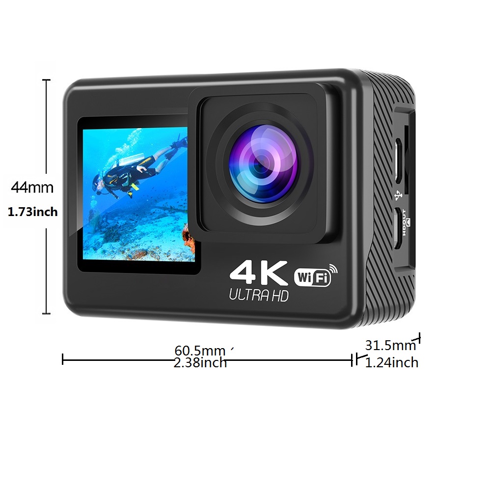 Caméra d'action 4K/30FPS avec  - Action Camera 4K 60Fps Dual Screen avis et prix